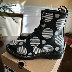 DR. MARTENS 1460 POLKA DOT SMOOTH LEATHER LACE UP BOOTS